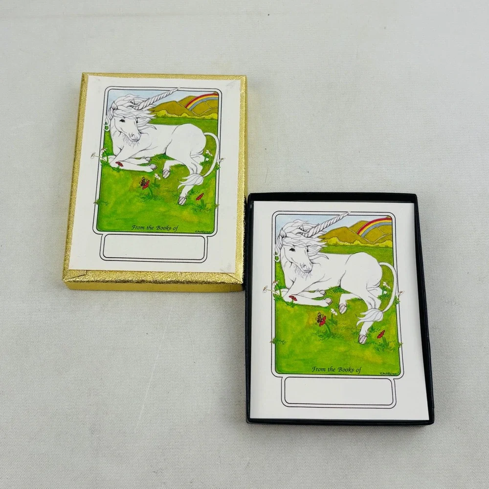 Vintage Antioch Unicorn Rainbow 45 Bookplate Lot Partial Box Gummed Labels USA